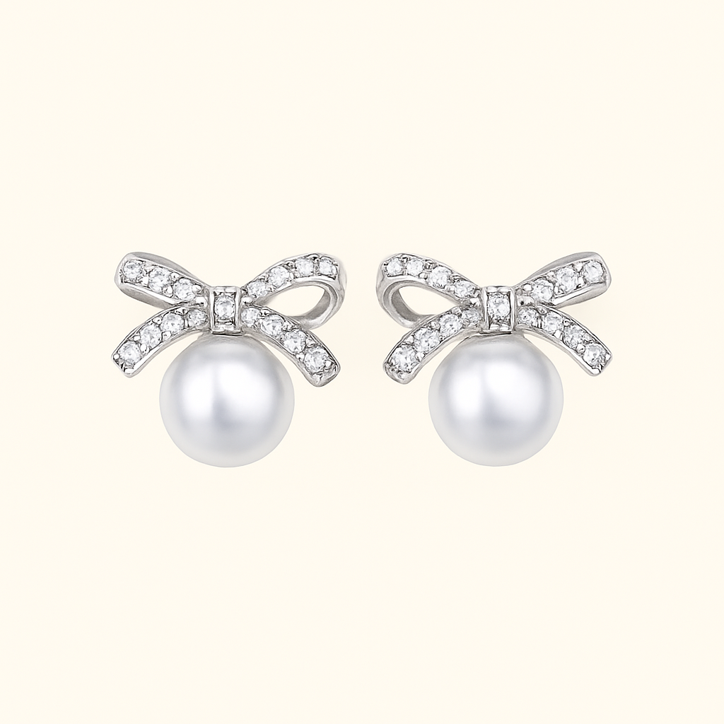 Lumarish™ Ribbon Earrings with Pearl