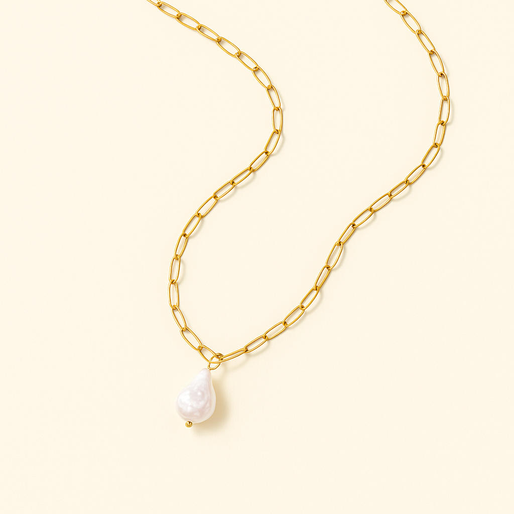 Lumarish™ Paperclip Necklace with Pearl