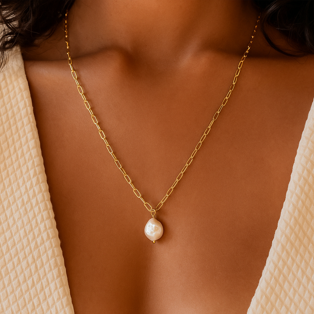 Lumarish™ Paperclip Necklace with Pearl