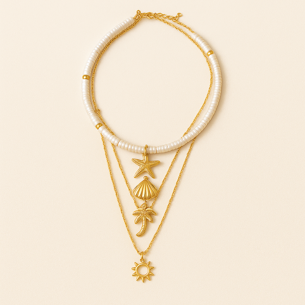 Lumarish™ Retro Sea Multi‑Layer Beach Necklace
