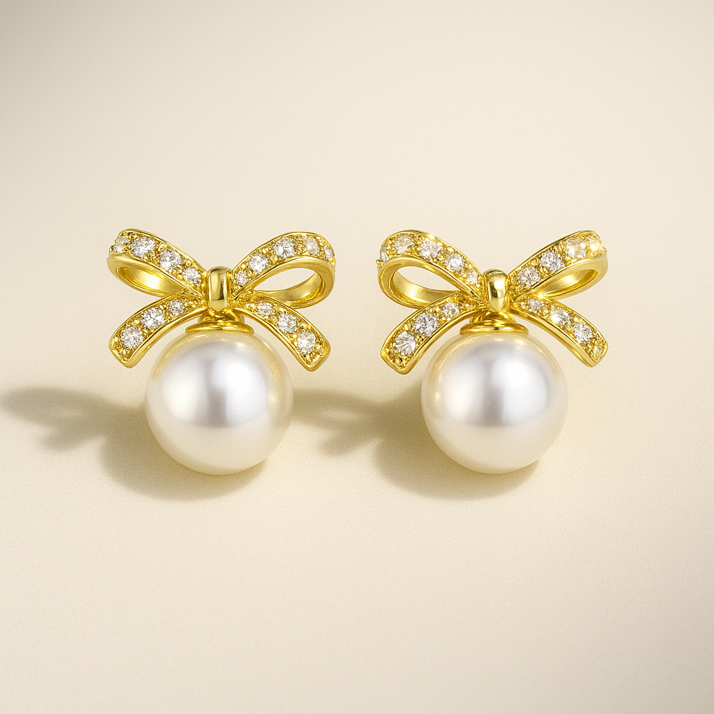 Lumarish™ Ribbon Earrings with Pearl